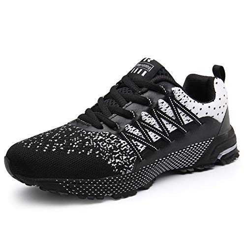 SOLLOMENSI Zapatillas de Deporte Hombres Running Zapatos para Correr Gimnasio Sneakers Deportivas Padel Transpirables Casual Montaña 44 EU A Negro