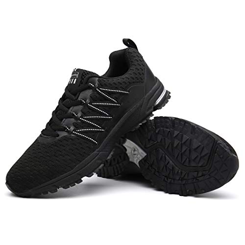 SOLLOMENSI Zapatillas de Deporte Hombres Running Zapatos para Correr Gimnasio Sneakers Deportivas Padel Transpirables Casual Montaña 44 EU B Negro