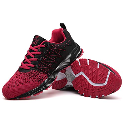 SOLLOMENSI Zapatillas de Hombres Deporte Running Zapatos para Correr Gimnasio Sneakers Deportivas Padel Transpirables Casual Montaña 44 EU A Rojo
