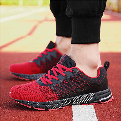 SOLLOMENSI Zapatillas de Hombres Deporte Running Zapatos para Correr Gimnasio Sneakers Deportivas Padel Transpirables Casual Montaña 44 EU A Rojo