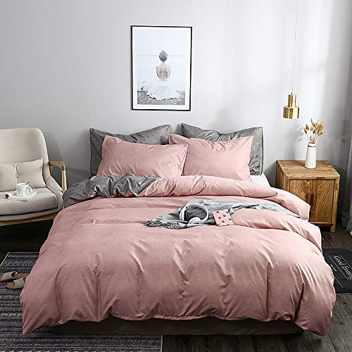 SoloKing Juegos de edredones,100% de Poliéster, Fundas Nórdicas Reversible,con Cierre de Cremallera,Comodidad y Calidez(1 Funda edredon y 2 Funda de Almohada (200_x_200_cm, Rosa y Gris) SoloKing Juegos de edredones,100% de Poliéster, Fundas Nórdicas Reversible,con Cierre de Cremallera,Comodidad y Calidez(1 Funda edredon y 2 Funda de Almohada (200_x_200_cm, Rosa y Gris)