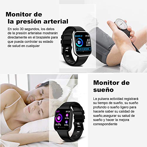 SoloKing Pulsera Actividad con Multi Modes de Ejercicio,Reloj Inteligente Cuenta Pasos,Calorías,Calcula Sueño,Ritmo Cardíaco,Oxígeno en Sangre,Tensión