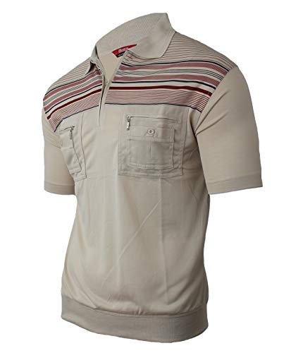 Soltice - Polo de manga corta para hombre, diseño de rayas con bolsillo en el pecho, camisa tipo polo, camisetas de mezcla de algodón (M hasta 3XL) [B] azul océano. XXL