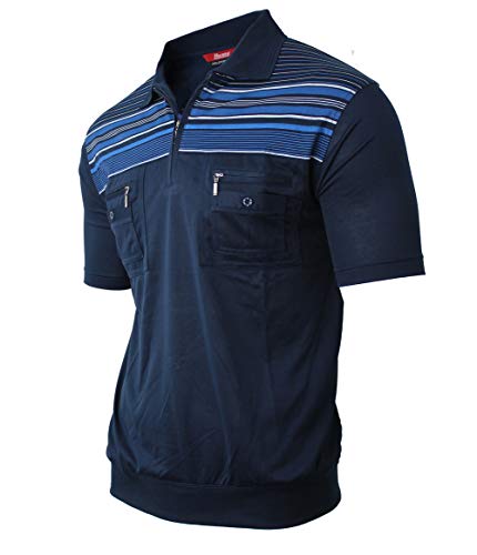 Soltice - Polo de manga corta para hombre, diseño de rayas con bolsillo en el pecho, camisa tipo polo, camisetas de mezcla de algodón (M hasta 3XL) [B] azul océano. XXL