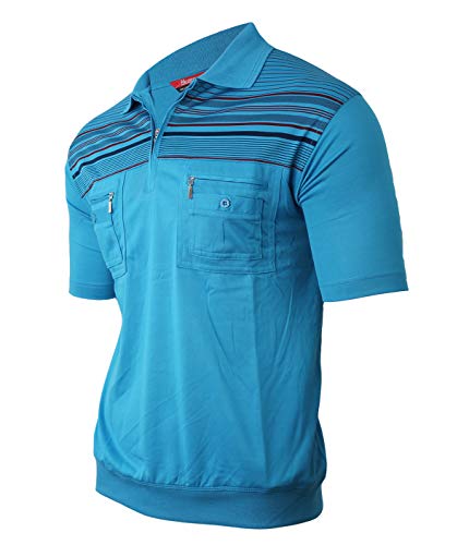 Soltice - Polo de manga corta para hombre, diseño de rayas con bolsillo en el pecho, camisa tipo polo, camisetas de mezcla de algodón (M hasta 3XL) [B] azul océano. XXL