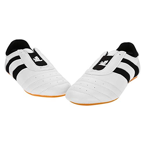 SolUptanisu Zapatos de Artes Marciales,Zapatilla de Entrenamiento de Taekwondo Zapatos de Boxeo Karate Kung Fu Tai Chi de Rayas Ligeros para Niños Adultos(43)