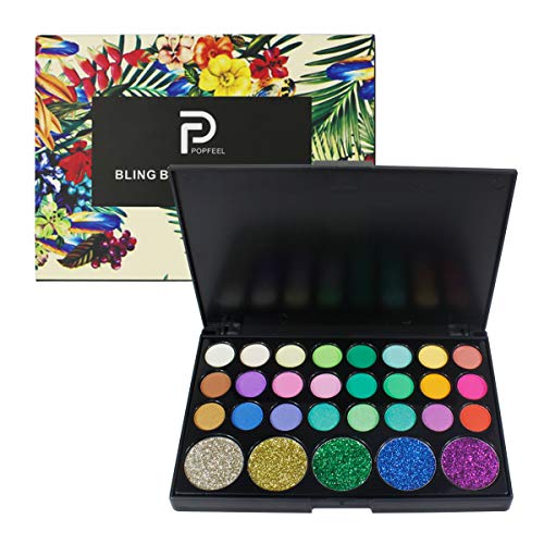 Sombra de Ojos, Kit de maquillaje de ojos de 29 colores, caja de maquillaje de sombras de ojos de tonos brillantes y brillantes de colores brillantes