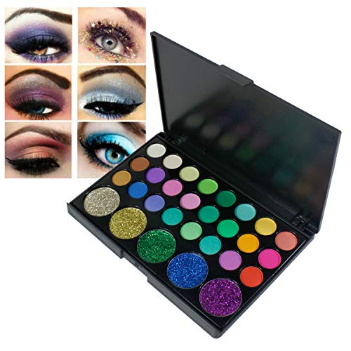Sombra de Ojos, Kit de maquillaje de ojos de 29 colores, caja de maquillaje de sombras de ojos de tonos brillantes y brillantes de colores brillantes Sombra de Ojos, Kit de maquillaje de ojos de 29 colores, caja de maquillaje de sombras de ojos de tonos brillantes y brillantes de colores brillantes