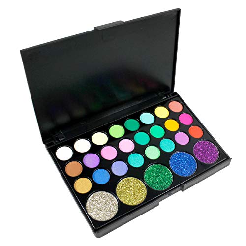 Sombra de Ojos, Kit de maquillaje de ojos de 29 colores, caja de maquillaje de sombras de ojos de tonos brillantes y brillantes de colores brillantes