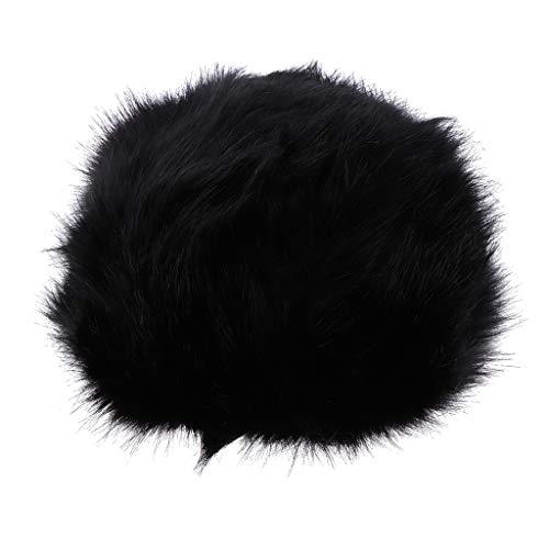 Sombrero Plano de Piel Sintético Estilo Ruso Gorro Mullido Grueso Calentador de Orejas Regalo de Cumpleaños para Mujer - Negro, tal como se describe