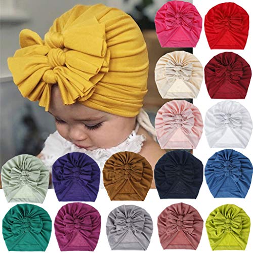 Sombreros de bebé Unisex Orejas de Conejo Turbante Nudos Diadema Gorro de Algodón Invierno Otoño Caliente Suave Elastico Gorras para Niños Niñas Recién Nacido 0-4 Años