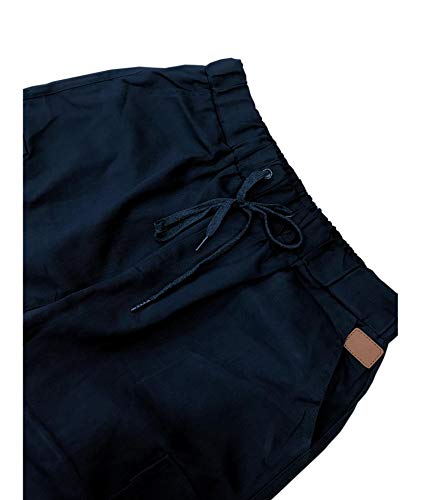 SOMTHRON Hombre Cinturón de Cintura elástico Pantalones de chándal de algodón Largo Jogging Pantalones de Carga Deportiva de Talla Grande Pantalones Cortos con Bolsillos Pantalones (ZQ-L)