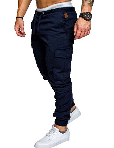 SOMTHRON Hombre Cinturón de Cintura elástico Pantalones de chándal de algodón Largo Jogging Pantalones de Carga Deportiva de Talla Grande Pantalones Cortos con Bolsillos Pantalones (ZQ-L)