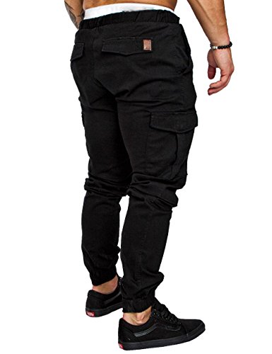 SOMTHRON Hombre Cinturón de Cintura elástico Pantalones de chándal de algodón Largo Jogging Pantalones de Carga Deportiva de Talla Grande Pantalones Cortos con Bolsillos Pantalones (BL-M)