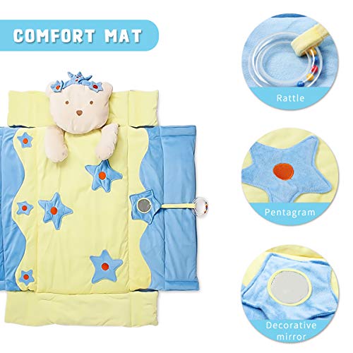 SONARIN Lindo Princess Alfombras de juego Gimnasio de Actividades Baby Play Mat & Activity Gym con música,juguetes para Actividades,cama pequeña,Colorido e interactivo(Azul)