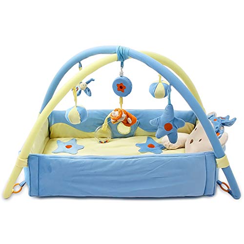 SONARIN Lindo Princess Alfombras de juego Gimnasio de Actividades Baby Play Mat & Activity Gym con música,juguetes para Actividades,cama pequeña,Colorido e interactivo(Azul)