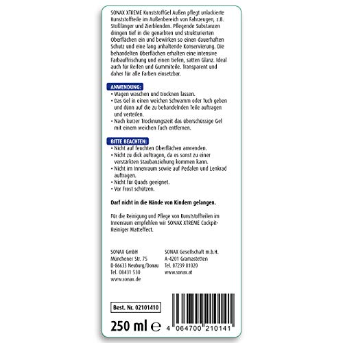 SONAX 2101410 Xtreme NanoPro, Cuidado de plasticos Exteriores, 250ml, Other, 250 Milliliter SONAX 2101410 Xtreme NanoPro, Cuidado de plasticos Exteriores, 250ml, Other, 250 Milliliter
