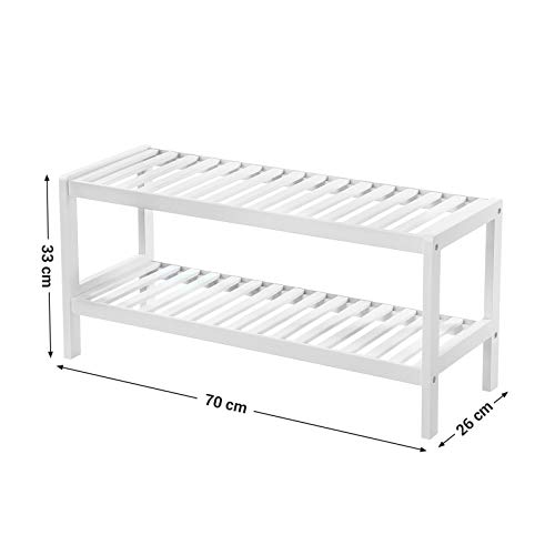 SONGMICS 2 Estantes de Bambú Natural, Armario para Zapatos, Estante para Plantas, Zapatos, Libros, para Entrada, Sala de Estar, Dormitorio, Baño, 70 x 26 x 33 cm, Blanco LBS02WT SONGMICS 2 Estantes de Bambú Natural, Armario para Zapatos, Estante para Plantas, Zapatos, Libros, para Entrada, Sala de Estar, Dormitorio, Baño, 70 x 26 x 33 cm, Blanco LBS02WT