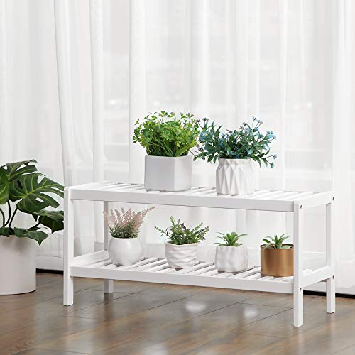 SONGMICS 2 Estantes de Bambú Natural, Armario para Zapatos, Estante para Plantas, Zapatos, Libros, para Entrada, Sala de Estar, Dormitorio, Baño, 70 x 26 x 33 cm, Blanco LBS02WT SONGMICS 2 Estantes de Bambú Natural, Armario para Zapatos, Estante para Plantas, Zapatos, Libros, para Entrada, Sala de Estar, Dormitorio, Baño, 70 x 26 x 33 cm, Blanco LBS02WT