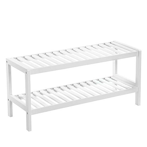 SONGMICS 2 Estantes de Bambú Natural, Armario para Zapatos, Estante para Plantas, Zapatos, Libros, para Entrada, Sala de Estar, Dormitorio, Baño, 70 x 26 x 33 cm, Blanco LBS02WT SONGMICS 2 Estantes de Bambú Natural, Armario para Zapatos, Estante para Plantas, Zapatos, Libros, para Entrada, Sala de Estar, Dormitorio, Baño, 70 x 26 x 33 cm, Blanco LBS02WT