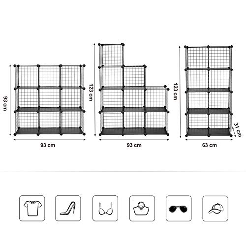 SONGMICS 9 Cubos Armario de almacenaje de Ropa Estantería por módulos 93 x 31 x 93 cm LPI115H