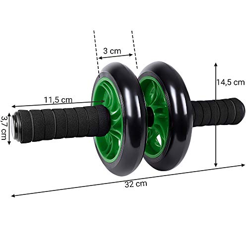 SONGMICS AB Roller AB Wheel Rueda para Flexiones Entrenamientos de Abdominals Push Up con Cojín del Arrodillamiento (Verde)