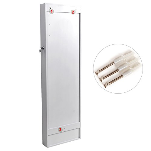 Songmics Armario y Espejo 2 en 1 Joyero de pared 36 x 120 x 9,5 cm Color blanco JBC24W