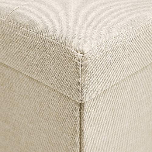 SONGMICS Banco con Espacio de Almacenamiento, Cofre, Caja de Almacenamiento, Plegable, Carga Estática Máx. 300 kg, 120 L, 110 x 38 x 38 cm, Imitación Lino, Beige LSF77BE SONGMICS Banco con Espacio de Almacenamiento, Cofre, Caja de Almacenamiento, Plegable, Carga Estática Máx. 300 kg, 120 L, 110 x 38 x 38 cm, Imitación Lino, Beige LSF77BE