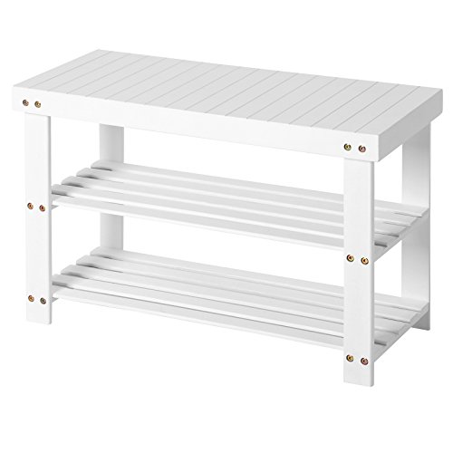 SONGMICS Banco Zapatero de bambú, Estantería para Zapatos con 3 estantes, 70 x 28 x 45 cm Ideal para Entrada, Baño, Sala de Estar, Pasillo, Blanco LBS04B SONGMICS Banco Zapatero de bambú, Estantería para Zapatos con 3 estantes, 70 x 28 x 45 cm Ideal para Entrada, Baño, Sala de Estar, Pasillo, Blanco LBS04B