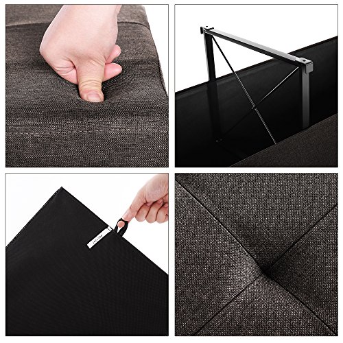 SONGMICS Baúl Puff Taburete para Almacenaje Plegable, Carga Máxima de 300kg, Textil Lino, 110 x 38 x 38 cm, Marrón Oscuro LSF77Q