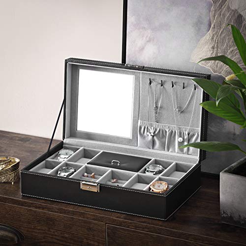 SONGMICS Caja para 8 de Relojes y Joyería, Soporte de Exhibición, Negro JWB41B SONGMICS Caja para 8 de Relojes y Joyería, Soporte de Exhibición, Negro JWB41B