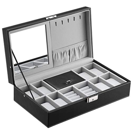 SONGMICS Caja para 8 de Relojes y Joyería, Soporte de Exhibición, Negro JWB41B SONGMICS Caja para 8 de Relojes y Joyería, Soporte de Exhibición, Negro JWB41B