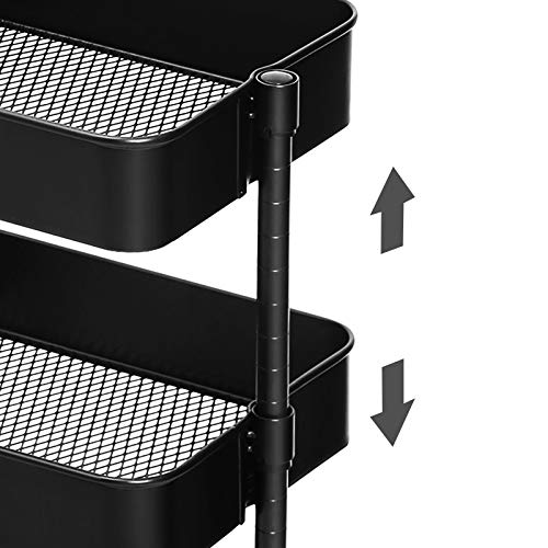 SONGMICS Carro de Almacenamiento de 3 Niveles, Estantería con Ruedas, con Estantes Ajustables en Altura, con 2 Frenos, Montaje Sencillo, para Baño, Cocina, Oficina, Negro BSC60B SONGMICS Carro de Almacenamiento de 3 Niveles, Estantería con Ruedas, con Estantes Ajustables en Altura, con 2 Frenos, Montaje Sencillo, para Baño, Cocina, Oficina, Negro BSC60B
