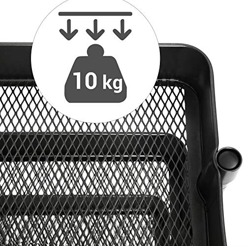 SONGMICS Carro de Almacenamiento de 3 Niveles, Estantería con Ruedas, con Estantes Ajustables en Altura, con 2 Frenos, Montaje Sencillo, para Baño, Cocina, Oficina, Negro BSC60B