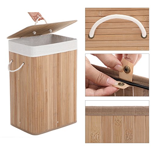 SONGMICS Cesto para Ropa Sucia, Cesto para la Colada, Forma Rectangular, Capacidad de 72 L, 40 x 30 x 60 cm LCB10Y SONGMICS Cesto para Ropa Sucia, Cesto para la Colada, Forma Rectangular, Capacidad de 72 L, 40 x 30 x 60 cm LCB10Y