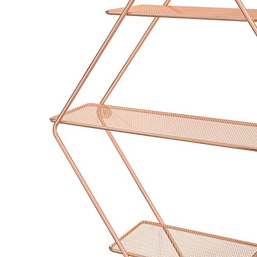 SONGMICS Estante de Pared de Metal, Estante Flotante Rómbico con 3 Estantes de Malla, 44,5 x 13 x 60 cm, 2 Tornillos Incluidos, Estante Decorativo para Oficina, Salón, Acero, Oro Rosa LFS003A01 SONGMICS Estante de Pared de Metal, Estante Flotante Rómbico con 3 Estantes de Malla, 44,5 x 13 x 60 cm, 2 Tornillos Incluidos, Estante Decorativo para Oficina, Salón, Acero, Oro Rosa LFS003A01