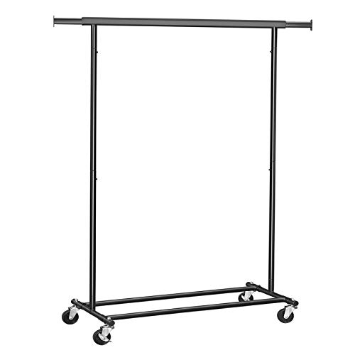 SONGMICS Estante de Ropa para Cargas Pesadas, Soporte de Ropa Rodante, 90 kg de Carga, con Riel de Suspensión extensible, Parte Inferior Abatible, Estante Inferior de Almacenamiento, Negro HSR13BKV1 SONGMICS Estante de Ropa para Cargas Pesadas, Soporte de Ropa Rodante, 90 kg de Carga, con Riel de Suspensión extensible, Parte Inferior Abatible, Estante Inferior de Almacenamiento, Negro HSR13BKV1