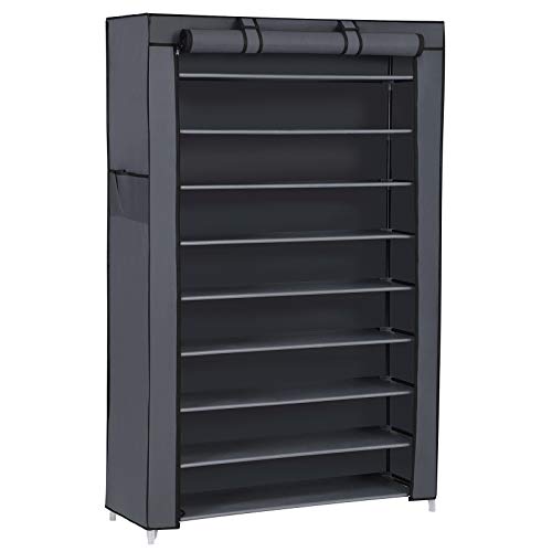 SONGMICS Estante para Zapatos de 10 niveles con Tapa Antipolvo, Armario para Guardar Zapatos, Organizador para Zapatos con Capacidad para 40 Pares de Zapatos, 88 x 28 x 160 cm, Gris RXJ36G SONGMICS Estante para Zapatos de 10 niveles con Tapa Antipolvo, Armario para Guardar Zapatos, Organizador para Zapatos con Capacidad para 40 Pares de Zapatos, 88 x 28 x 160 cm, Gris RXJ36G