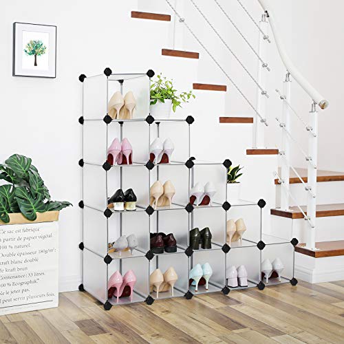 SONGMICS Estantería Modular de plástico PP Zapatero Organizador 15 Cubos Blanco semitraslúcido 113 x 36 x 113 cm LPC44S SONGMICS Estantería Modular de plástico PP Zapatero Organizador 15 Cubos Blanco semitraslúcido 113 x 36 x 113 cm LPC44S