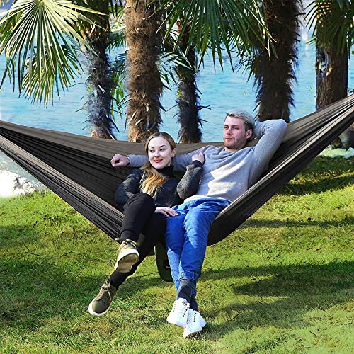 SONGMICS GDC14BG - Hamaca de Camping (capacidad de carga, con correas Multi-Lazos y mosquetones, ligera, secado rápido, transpirable) Negro y Gris SONGMICS GDC14BG - Hamaca de Camping (capacidad de carga, con correas Multi-Lazos y mosquetones, ligera, secado rápido, transpirable) Negro y Gris