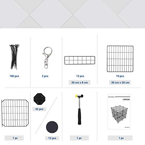 SONGMICS Jaula Metálica para Mascotas con Puerta, Valla para Animales Pequeños, Diseño DIY, para Cachorros, Conejos, Martillo de Goma Incluido, Negro LPI03H SONGMICS Jaula Metálica para Mascotas con Puerta, Valla para Animales Pequeños, Diseño DIY, para Cachorros, Conejos, Martillo de Goma Incluido, Negro LPI03H