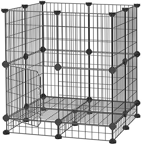 SONGMICS Jaula Metálica para Mascotas con Puerta, Valla para Animales Pequeños, Diseño DIY, para Cachorros, Conejos, Martillo de Goma Incluido, Negro LPI03H SONGMICS Jaula Metálica para Mascotas con Puerta, Valla para Animales Pequeños, Diseño DIY, para Cachorros, Conejos, Martillo de Goma Incluido, Negro LPI03H