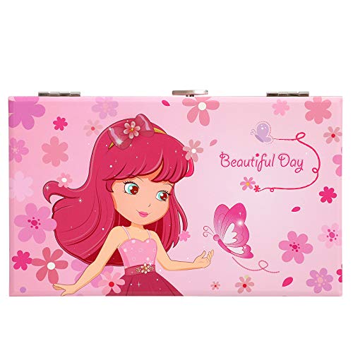 SONGMICS JMC003PK - Caja de música con cajones y espejo - Caja de música - Regalo para niña - Rosa