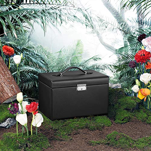 SONGMICS Joyero, Organizador de Joyas con 2 Cajones, Estuche con Cerradura y Espejo, Estuche de Viaje Portátil, para Anillos, Pulseras, Collares, Forro de Terciopelo, Regalo, Negro JBC121B SONGMICS Joyero, Organizador de Joyas con 2 Cajones, Estuche con Cerradura y Espejo, Estuche de Viaje Portátil, para Anillos, Pulseras, Collares, Forro de Terciopelo, Regalo, Negro JBC121B