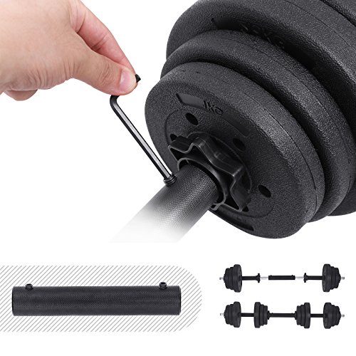 SONGMICS Juego de Mancuernas Ajustables, con Barra Adicional, 30 kg, para Hombres y Mujeres, Entrenamiento de Fitness, Levantamiento de Pesas en el Gimnasio de casa - 1 Par, Negro SYL30HBK