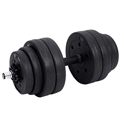 SONGMICS Juego de Mancuernas Ajustables, con Barra Adicional, 30 kg, para Hombres y Mujeres, Entrenamiento de Fitness, Levantamiento de Pesas en el Gimnasio de casa - 1 Par, Negro SYL30HBK