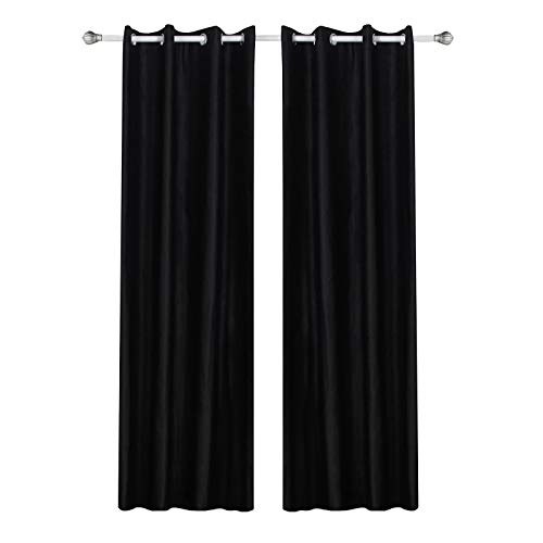 SONGMICS LRB245H-2 - Cortinas Opacas con Ojales, 145 x 245 cm, Color Negro