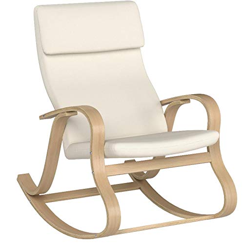 SONGMICS LYY30M-Sillón Mecedora, Color Beige, 65 x 90 x 98 cm