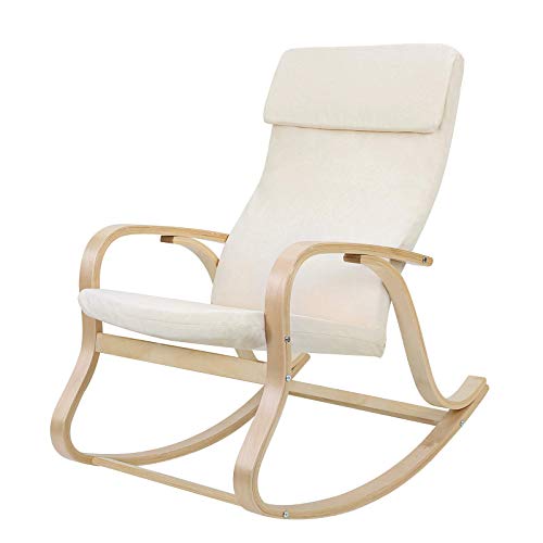 SONGMICS LYY30M-Sillón Mecedora, Color Beige, 65 x 90 x 98 cm