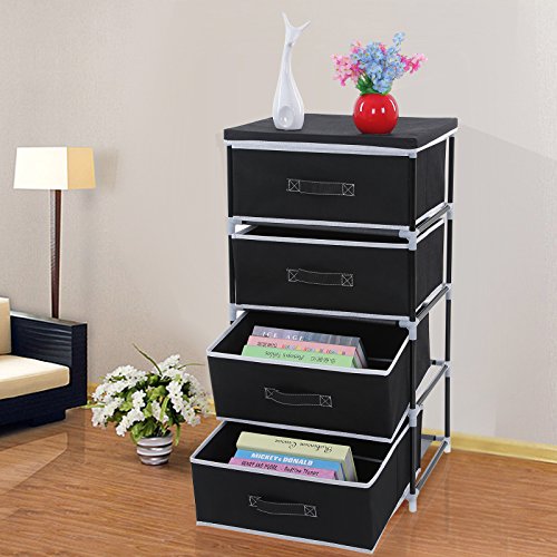 SONGMICS Organizador con 4 cajones Armario de Tela Modular Multiusos Negro 45 x 38 x 84,5 cm RLG14H SONGMICS Organizador con 4 cajones Armario de Tela Modular Multiusos Negro 45 x 38 x 84,5 cm RLG14H
